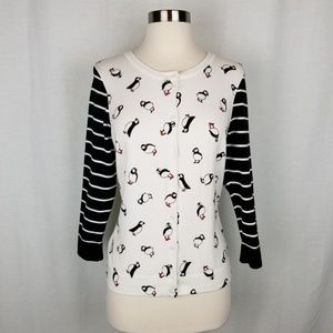 Le Tigre penguin print crew neck cardigan size med